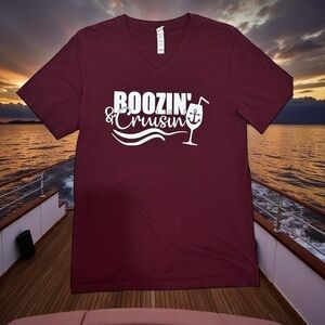 Boozin' & Cruisin' Maroon V-Neck T-Shirt